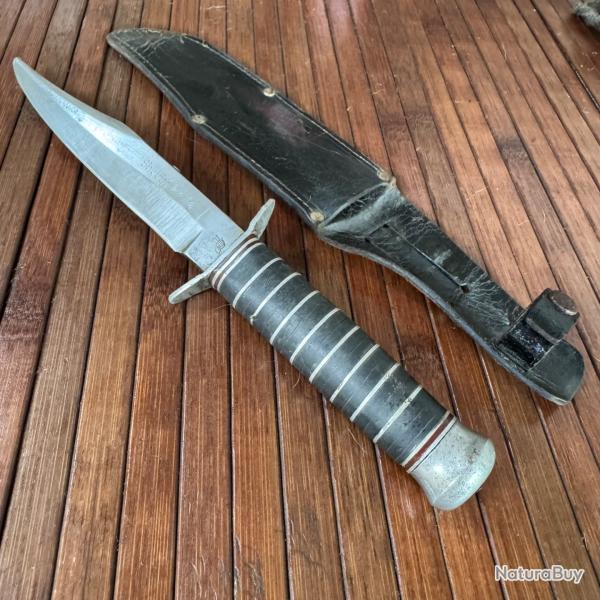 COUTEAU - POIGNARD ALLEMAND SHERIFF KNIFE ARTISANAL ALLEMAND A SOLINGEN ANNE 1945-1955