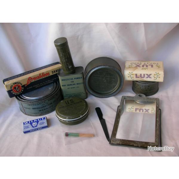 WW2 US LOT 12 LMENTS D'HYGINE/DIVERS DU SOLDAT MILITAIRE AMRICAIN ( 39-45 ) LOT 7 be