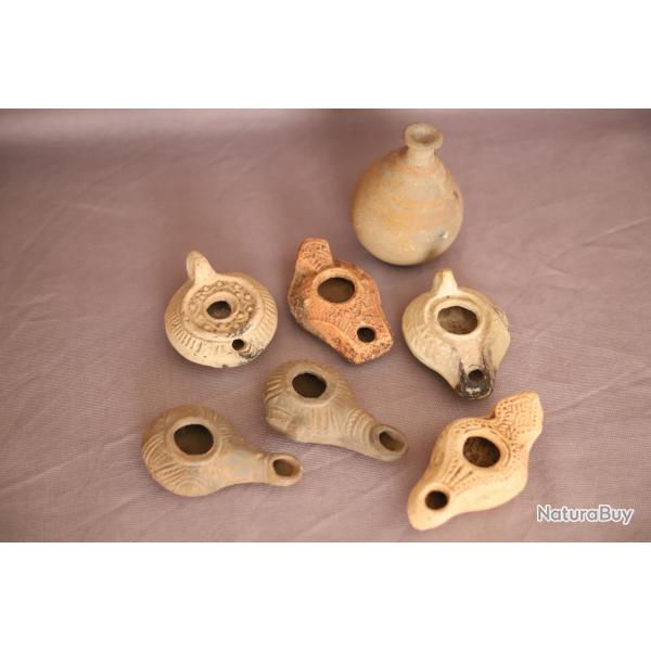Lot archologique de lampes  huile en terre cuite - Egypte, priode Romaine et Byzantine