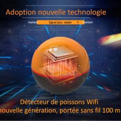 Détecteur de poissons WiFi nouvelle génération, portée sans fil 100 m, sondeur de pêche avec sonar