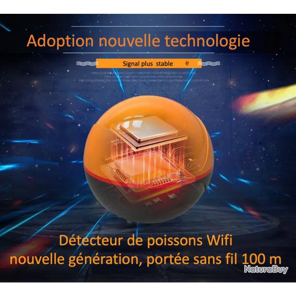Dtecteur de poissons WiFi nouvelle gnration, porte sans fil 100 m, sondeur de pche avec sonar