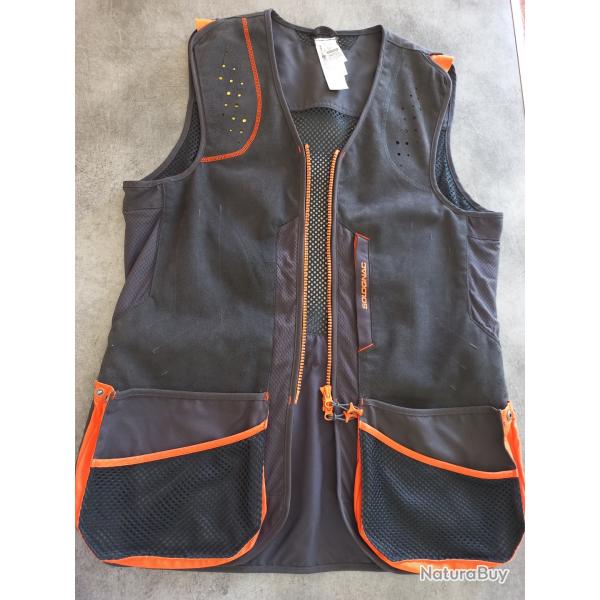 GILET BALL TRAP - NOIR / ORANGE - TAILLE L - MARQUE SOLOGNAC