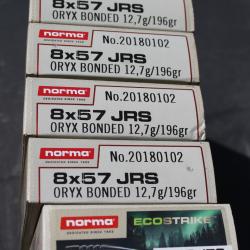 Lot de 100 étuis 8x57 JRS ,tirés une fois ,jamais rechargés de marque NORMA