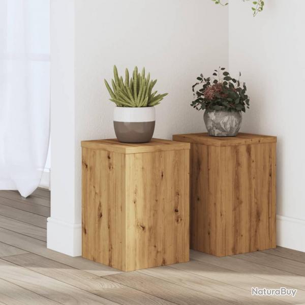 Supports pour plantes 2 pcs chne artisanal bois d'ingnierie