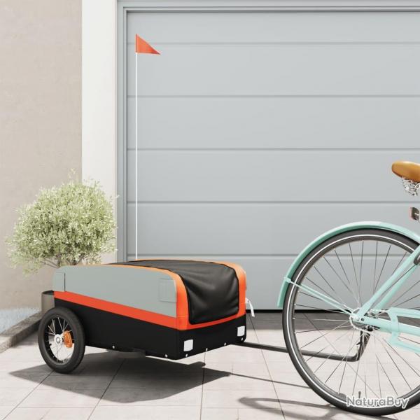 Remorque de vlo noir et orange 30 kg fer