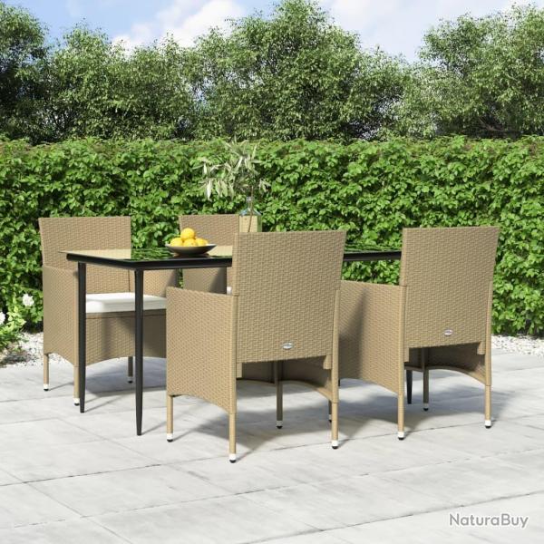 Ensemble  manger de jardin coussins 5 pcs Beige/noir