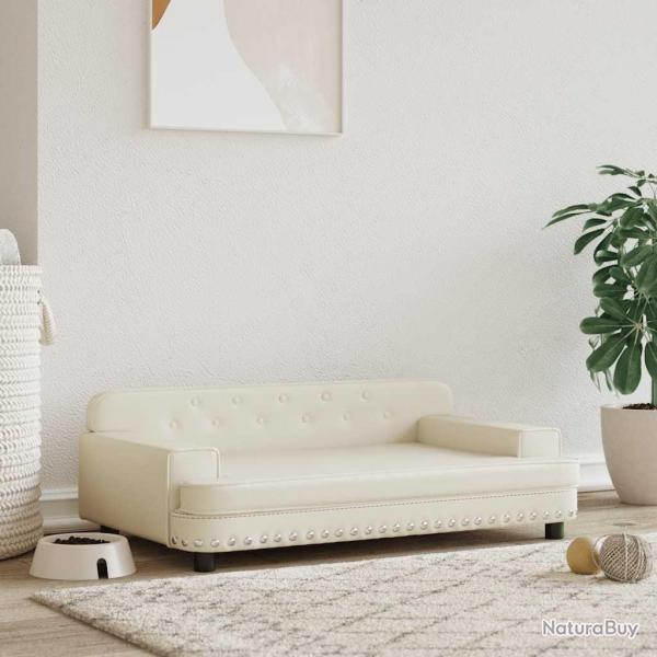 Lit pour chien crme 90x53x30 cm similicuir