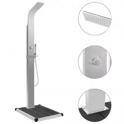 Douche d'extérieur avec receveur de douche WPC Acier inoxydable