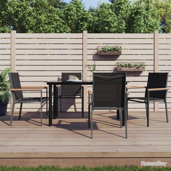 Ensemble  manger de jardin 5 pcs noir textilne et acier