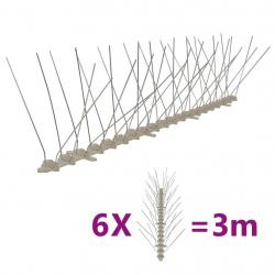 Ensemble de 6 pointes à 4 rangées contre oiseaux Plastique 3 m