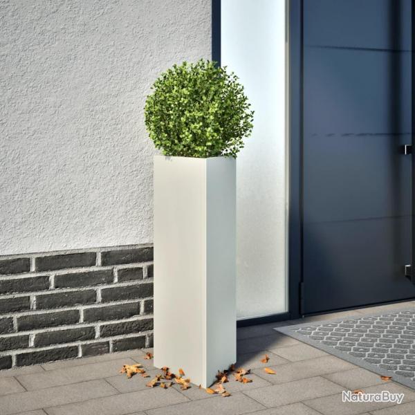 Jardinires 2 pcs blanc triangulaire 30x26x75 cm acier