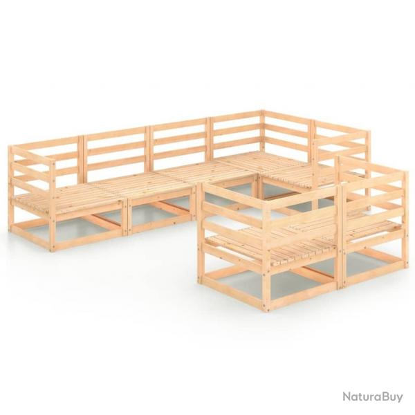 Salon de jardin 7 pcs bois de pin massif