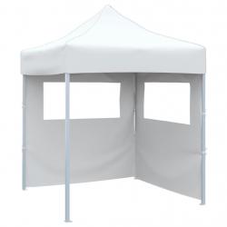 Tente de réception pliable avec 2 parois 2x2 m Acier Blanc