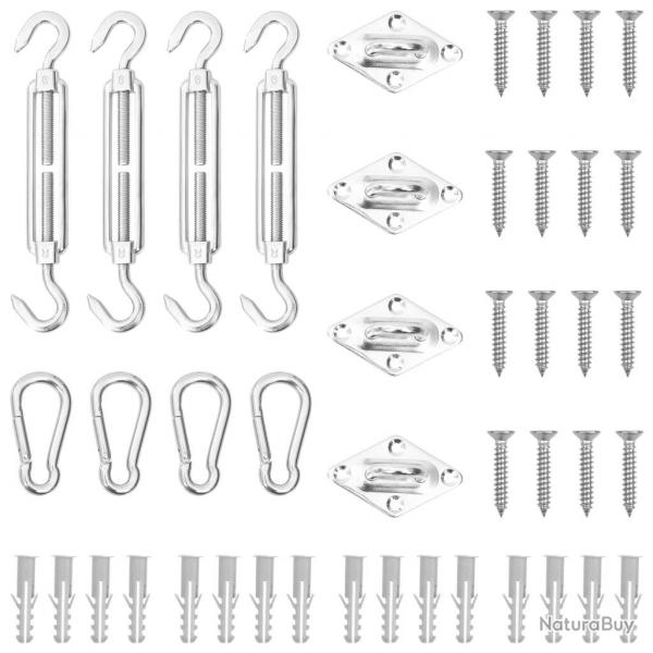 Jeu d'accessoires de voile d'ombrage 12 pcs Acier inoxydable