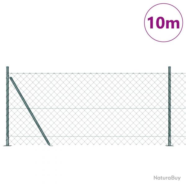 Clture en maillons chanes avec 7 poteaux flangs 0.8x10 m en acier galvanis