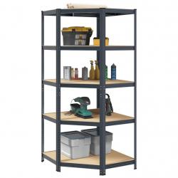 Étagère d'angle à 5 niveaux Anthracite Acier bois d'ingénierie