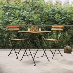 Chaises de bistrot pliantes lot de 2 Bois de teck solide acier