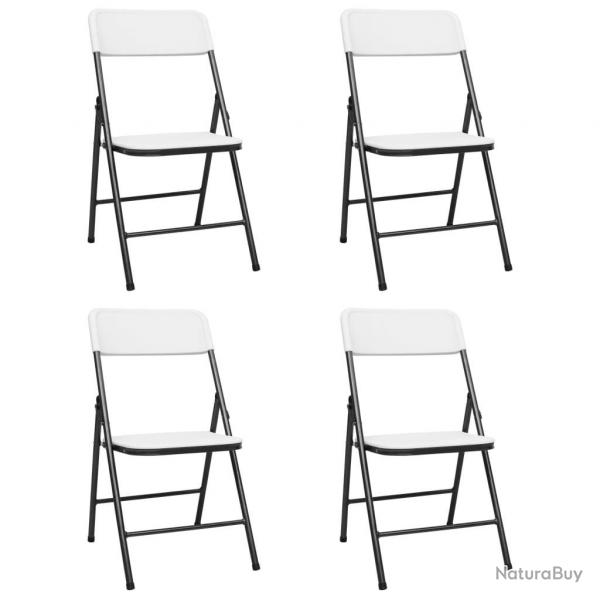 Chaises de jardin pliables lot de 4 PEHD Blanc