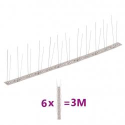 Ensemble de 6 pointes à 2 rangées contre oiseaux Inox 3 m