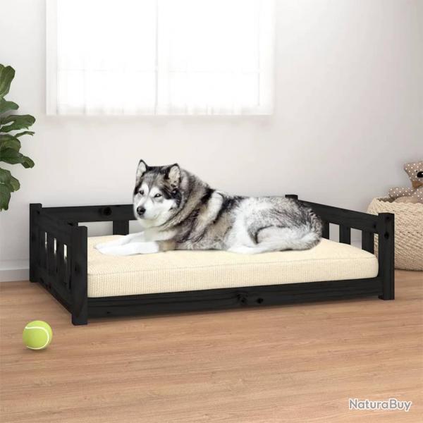 Lit pour chien noir 105,5x75,5x28 cm bois de pin solide