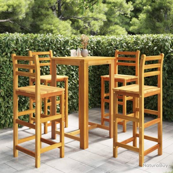 Ensemble de bar de jardin 5 pcs Bois d'acacia solide