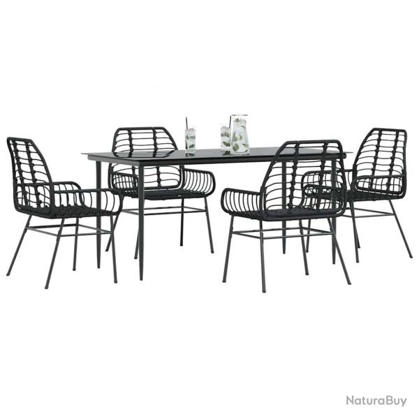 Ensemble  manger de jardin 5 pcs noir rsine tresse verre
