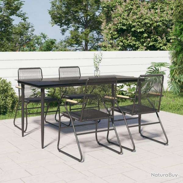 Ensemble  manger de jardin 5 pcs Noir Rotin PVC