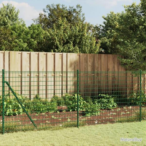 Clture en treillis mtallique et piquet d'ancrage vert 0,8x10m