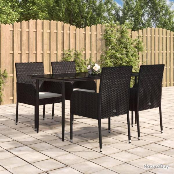 Ensemble  manger de jardin coussins 5pcs Noir Rsine tresse