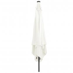 Parasol de jardin carréavec lumières LED 295x245 cm blanc sable