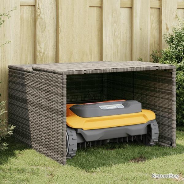 Garage pour robot tondeuse gris 86x90x52/57 cm rsine tresse
