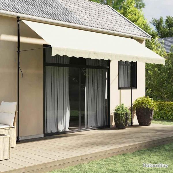 Auvent rtractable crme 400x150 m tissu et acier