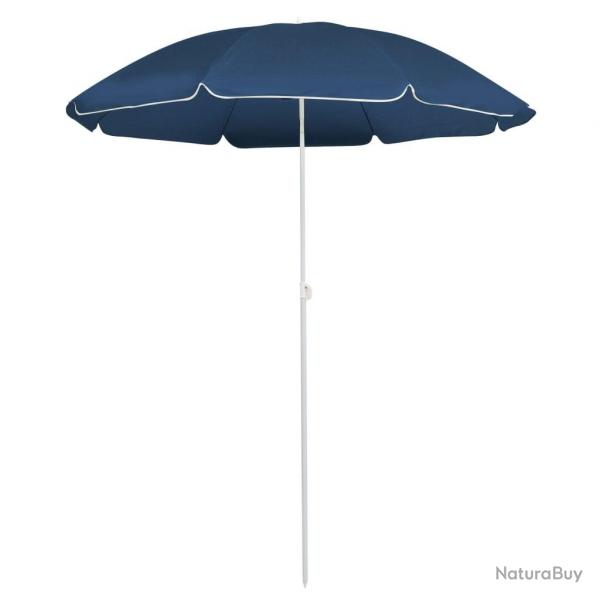 Parasol de jardin avec mt en acier bleu 180 cm
