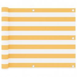 Écran de balcon Blanc et jaune 75x300 cm Tissu Oxford