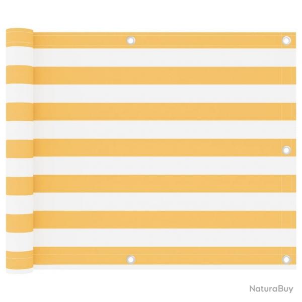 cran de balcon Blanc et jaune 75x300 cm Tissu Oxford