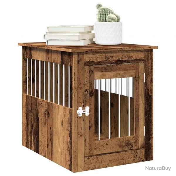 Meuble de cage chiens vieux bois 55x75x65 cm bois d'ingnierie