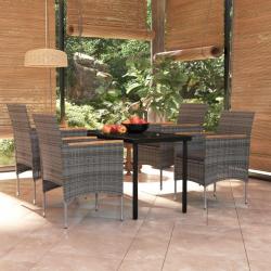 Ensemble à manger de jardin et coussins 5pcs Gris/noir