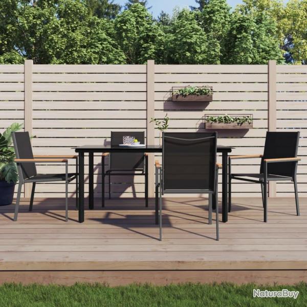 Ensemble  manger de jardin 5 pcs noir textilne et acier