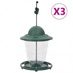 Mangeoires pour oiseaux 3 pcs vert foncé 13x13x17 cm