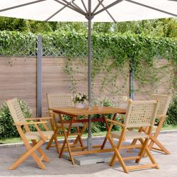 Ensemble à manger de jardin 5 pcs résine tressée et bois massif