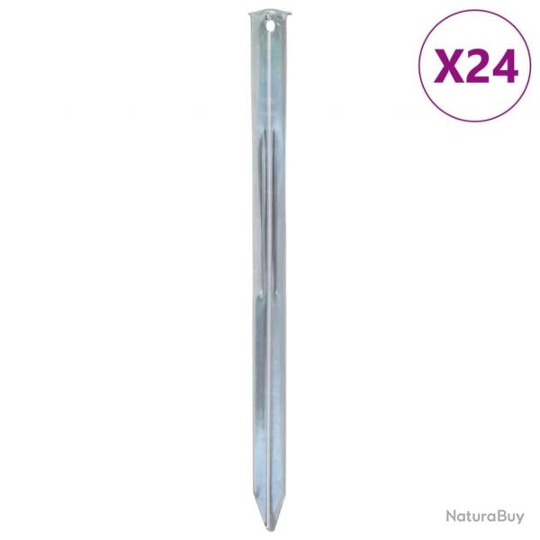 Piquets de tente 24 pcs 30 cm 20 mm acier galvanis