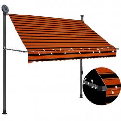 Auvent manuel rétractable avec LED 200 cm Orange et marron