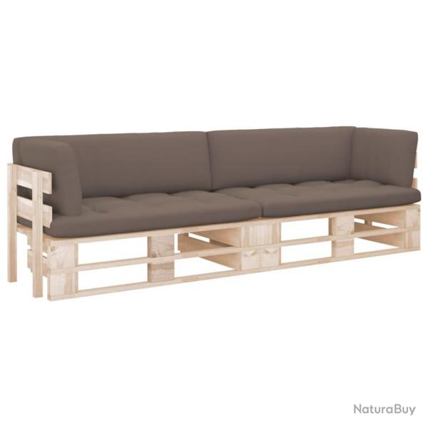 Canap palette 2 places avec coussins Bois de pin imprgn