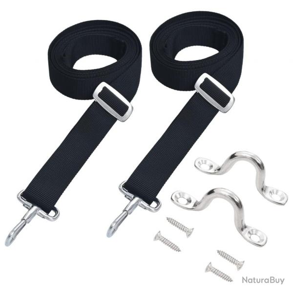 Sangles de toit bimini 2 pcs Tissu et acier inoxydable