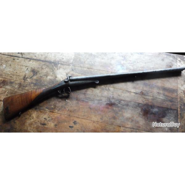 ancien fusil de chasse type lefaucheux a broche calibre 12 damass beck a geneve poudre noire D