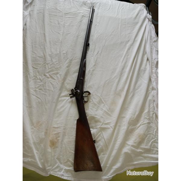 FUSIL DE CHASSE A PERCUSSION, chargement par la"gueule" ( cal 16 ?)