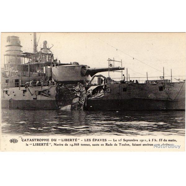 CPA - Marine Militaire - Catastrophe du Cuirasse La "Libert "- LES PAVES N3109