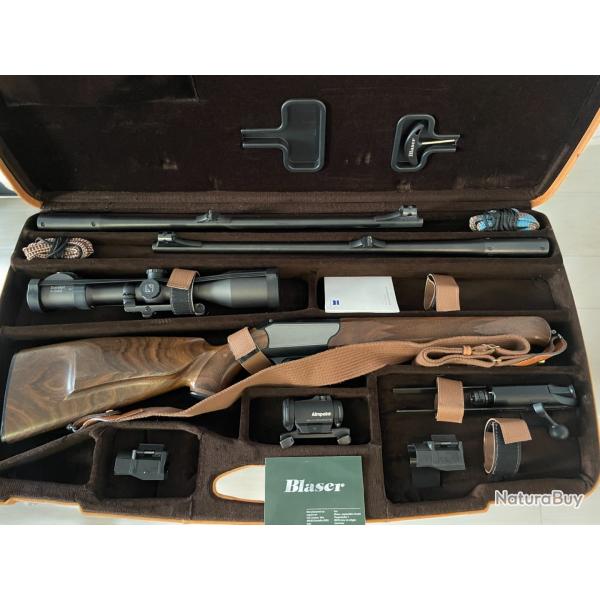 Carabine Blaser R93 Gaucher avec 2 canons, 2lunettes (.270 Win + 9.3x62) - tat quasi neuf