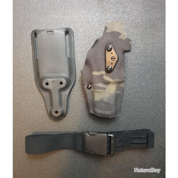 Holster Rapide Rigide Type Safariland Glock 17 19 Multicam Black + Port Bas + Sangle de cuisse