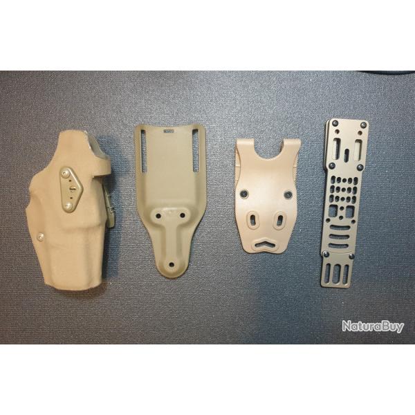 Holster Type Safariland Glock 17 19 + Attaches QD + Divers platines Haut Bas type True North Coyote